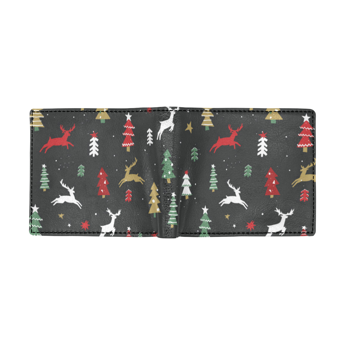 Christmas Tree Deer Style Pattern Print Design 03 Men's ID Card Wallet