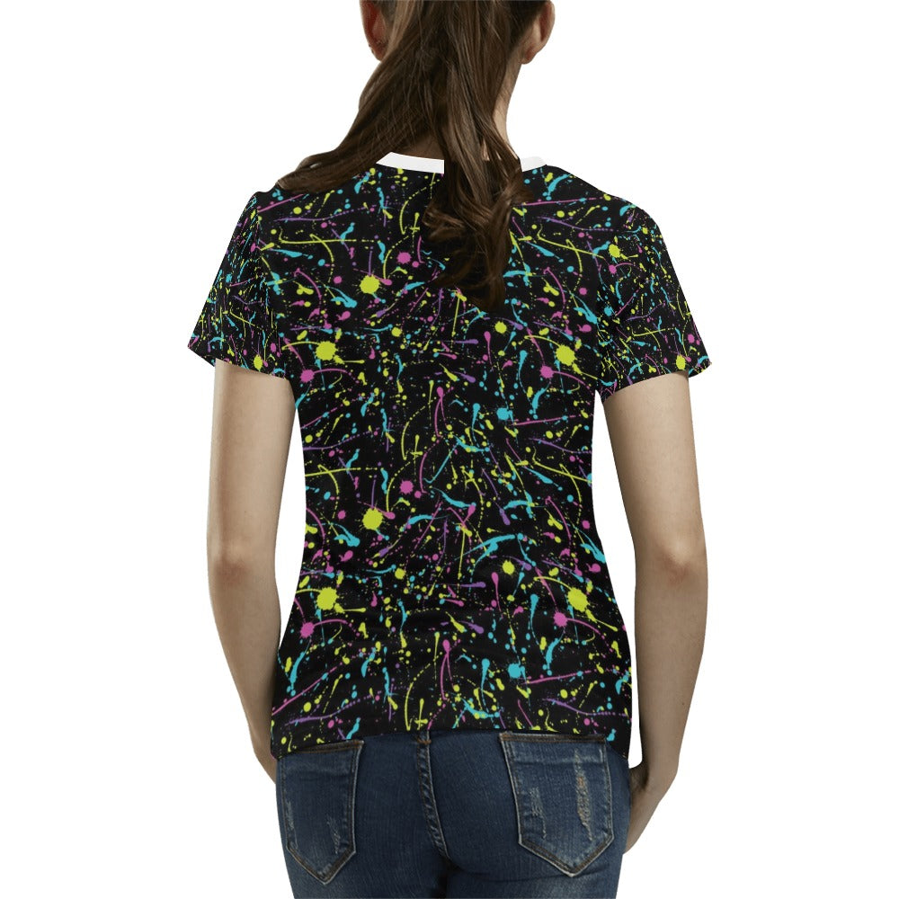 Splatter Multicolor Print Design LKS302 Women's  T-shirt