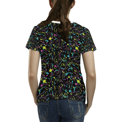 Splatter Multicolor Print Design LKS302 Women's  T-shirt