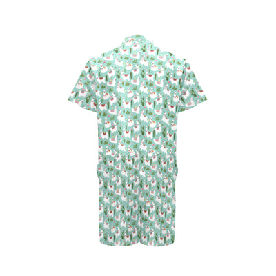 Llama with Cactus Themed Print Men's Romper