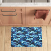 Camo Blue Pattern Print Design 04 Kitchen Mat