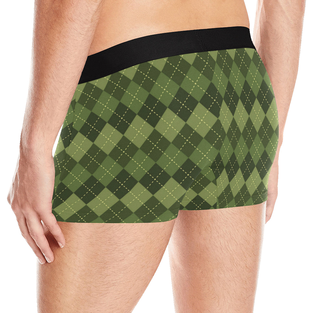 Argyle Green Pattern Print Design 01 Men's Boxer Briefs