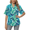 Brightness Tropical Palm Leaves Women's Hawaiian Shirt