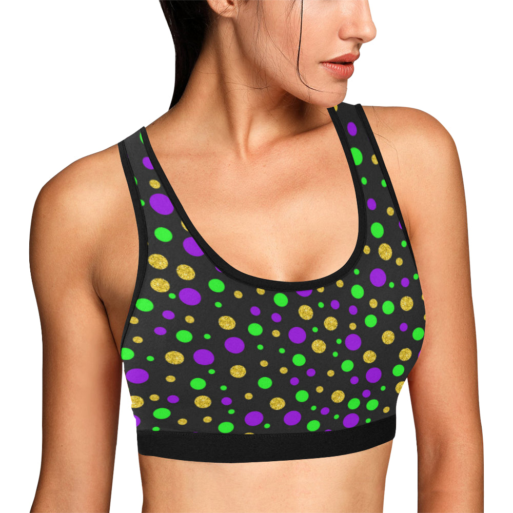 Mardi Gras Pattern Print Design 07 Sports Bra
