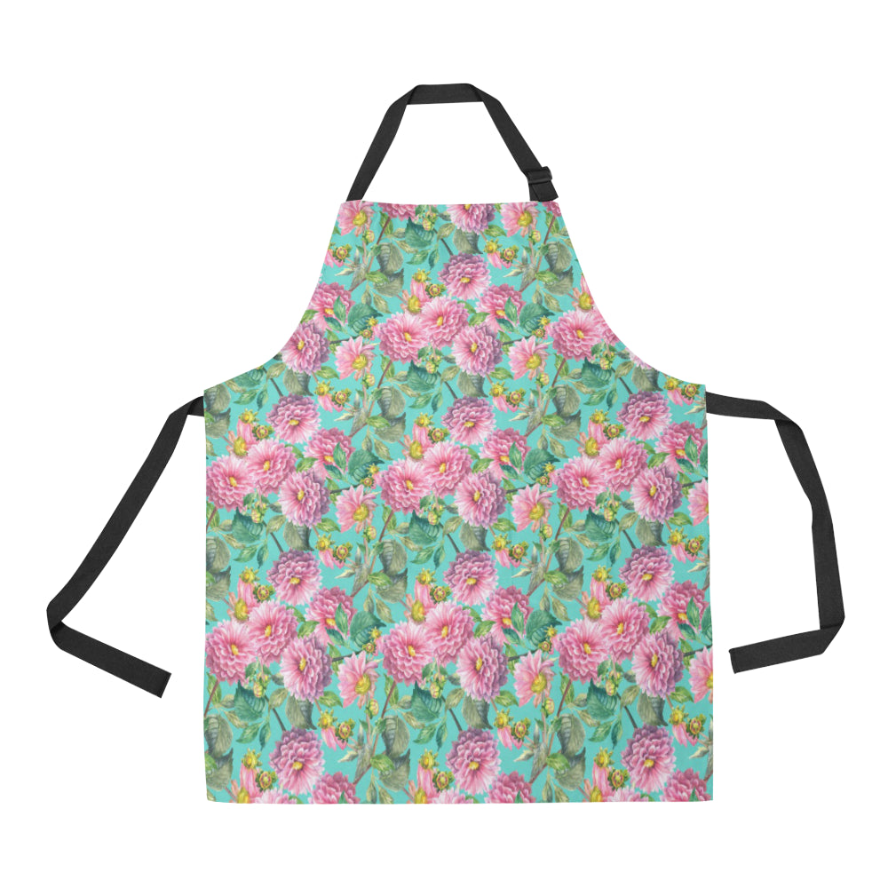 Dahlia Pattern Print Design DH07 Apron with Pocket