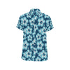 Blue Hibiscus Pattern Print Design HB011 Men's Short Sleeve Button Up Shirt