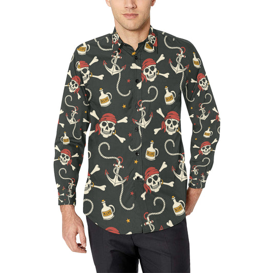 Pirate Pattern Print Design A02 Men's Long Sleeve Shirt
