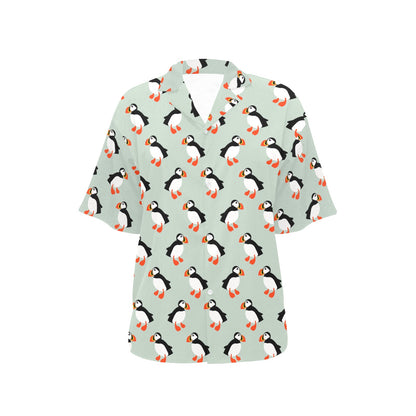 Puffin Pattern Print Design A03 Women's Hawaiian Shirt