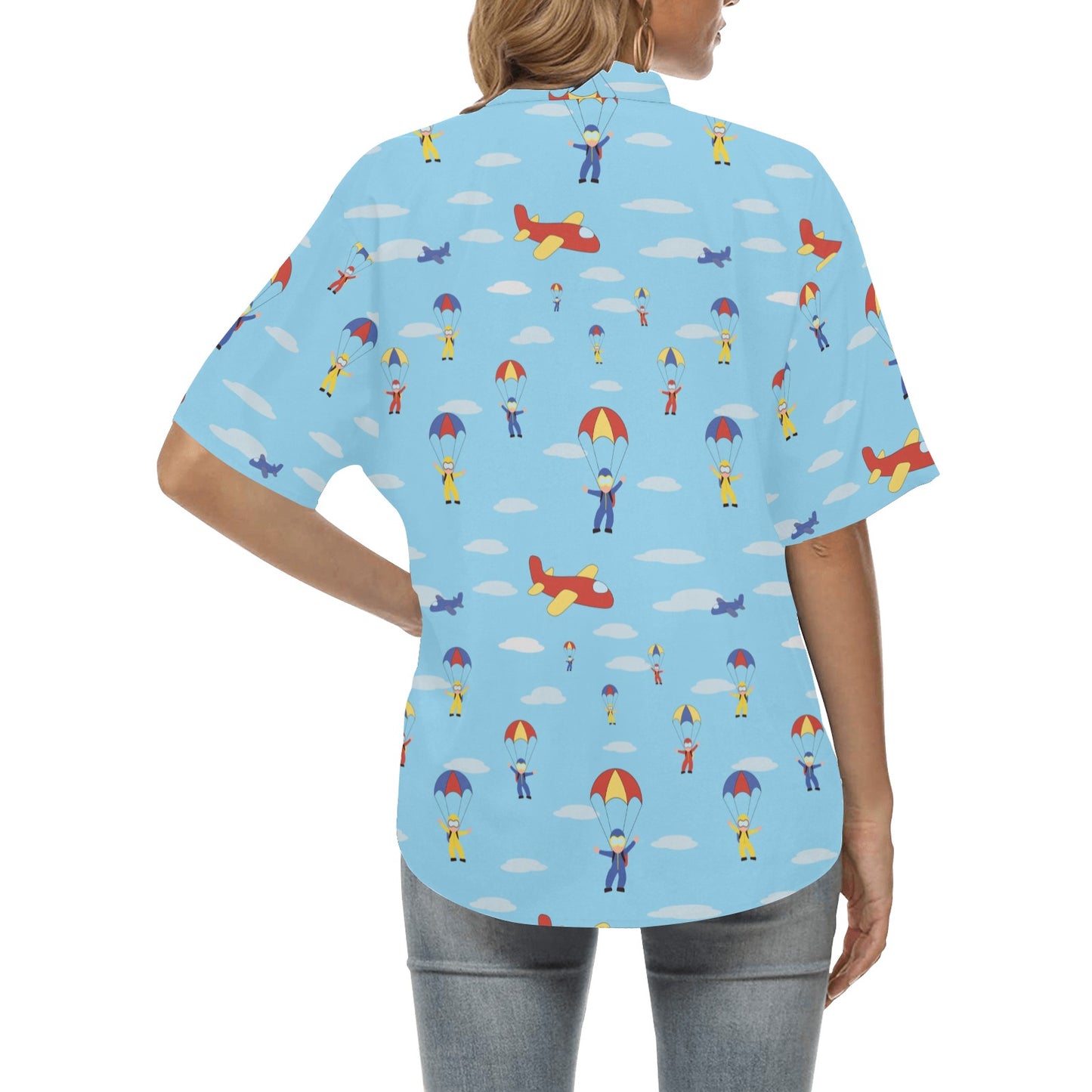 Skydiver Print Design LKS304 Women's Hawaiian Shirt