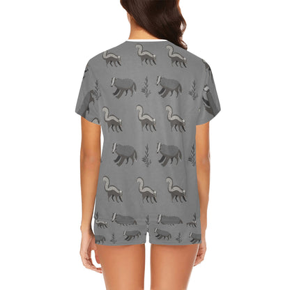 Skunk Print Design LKS301 Women's Short Pajama Set