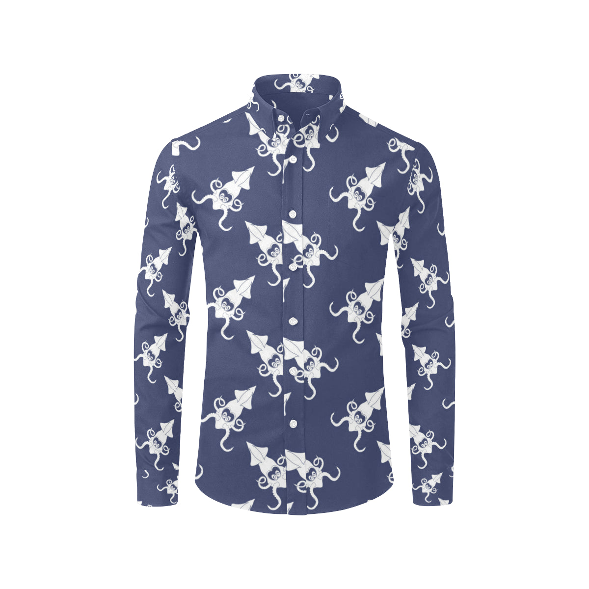 Giant Squid Pattern Print Design 02 Men's Long Sleeve Shirt