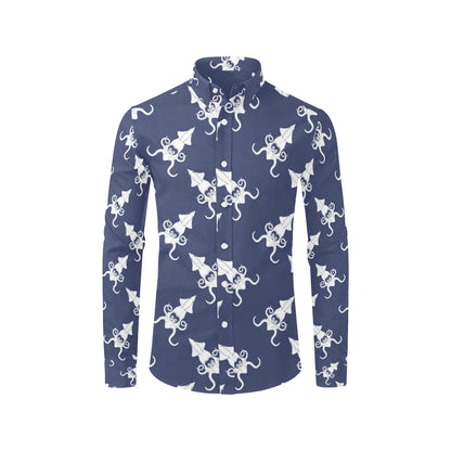 Giant Squid Pattern Print Design 02 Men's Long Sleeve Shirt