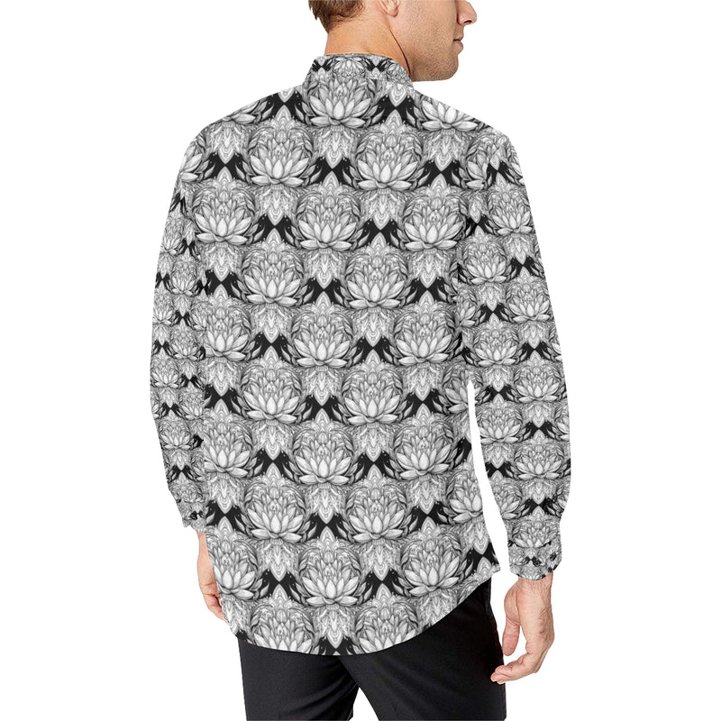 Lotus Mandala Print Pattern Men's Long Sleeve Shirt