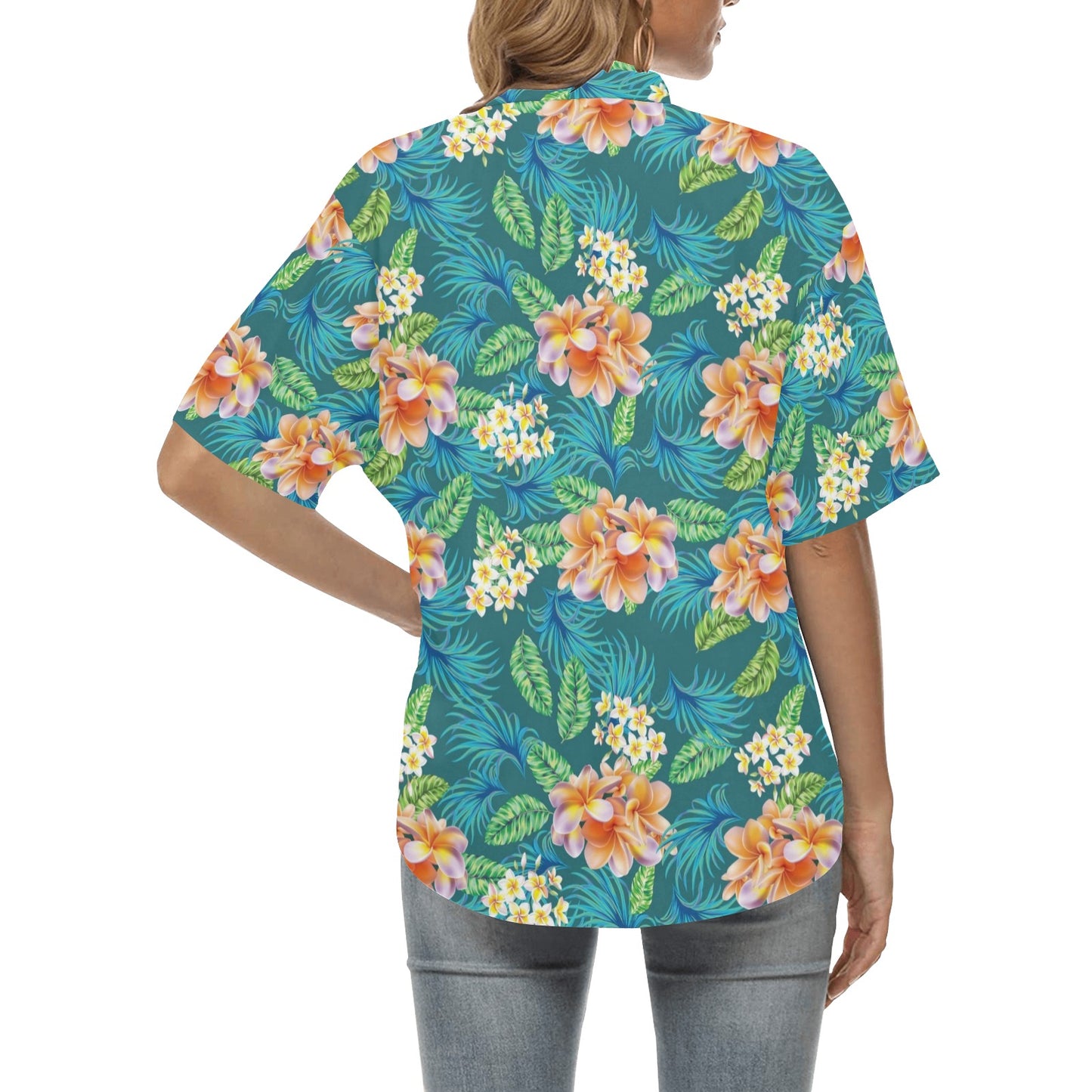 Plumeria Tropical Flower Design Print Women's Hawaiian Shirt