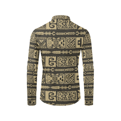 Mayan Pattern Print Design 03 Men's Long Sleeve Shirt