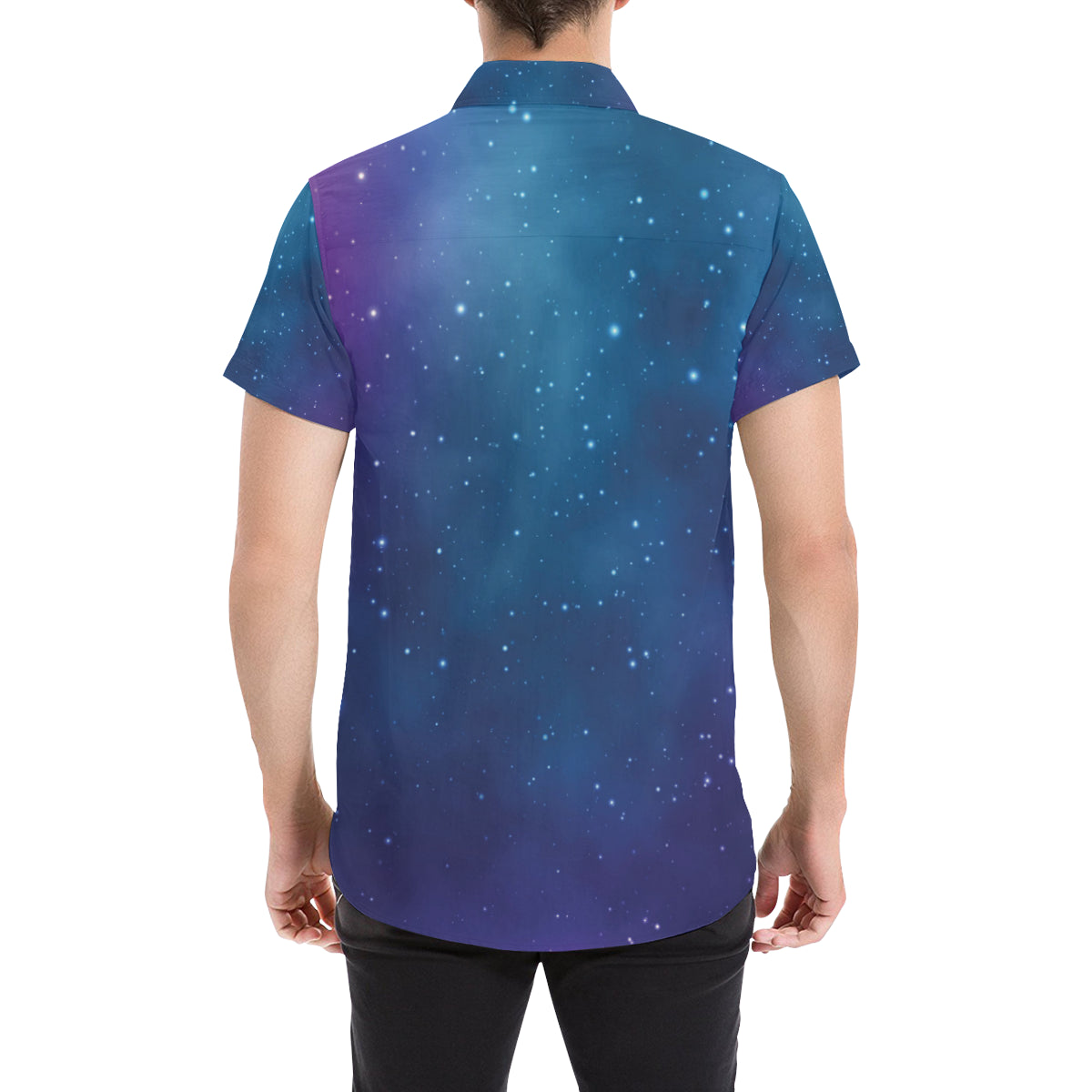 Nebula Pattern Print Design A01 Men's Short Sleeve Button Up Shirt