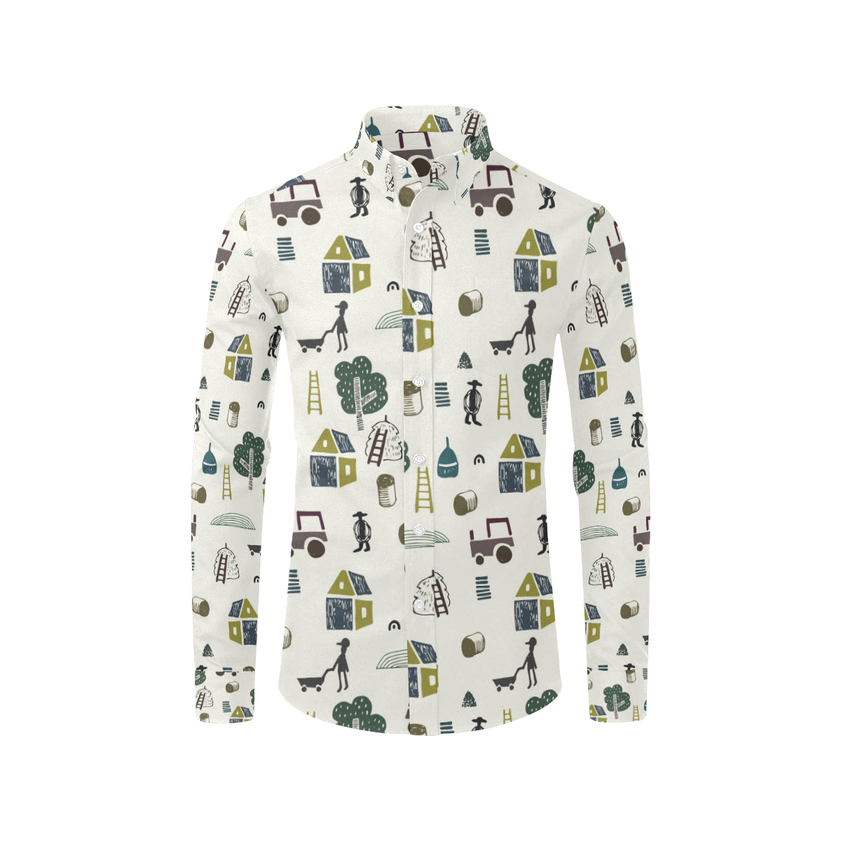 Agricultural Farm Print Design 01 Men's Long Sleeve Shirt