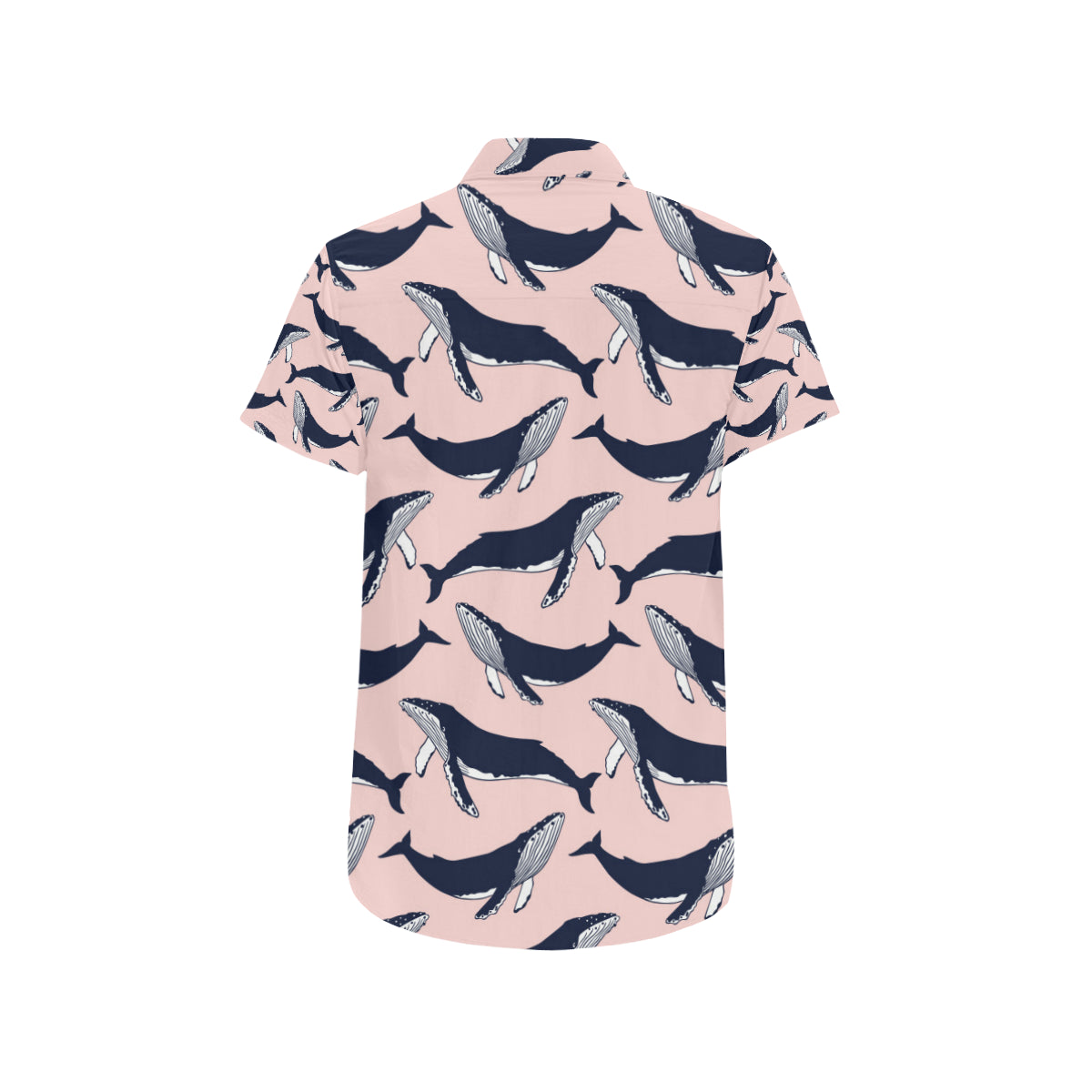 Humpback Whale Pattern Print Design 02 Men's Short Sleeve Button Up Shirt