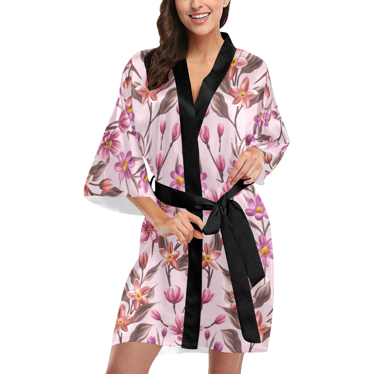 Summer Floral Pattern Print Design SF09 Women Kimono Robe