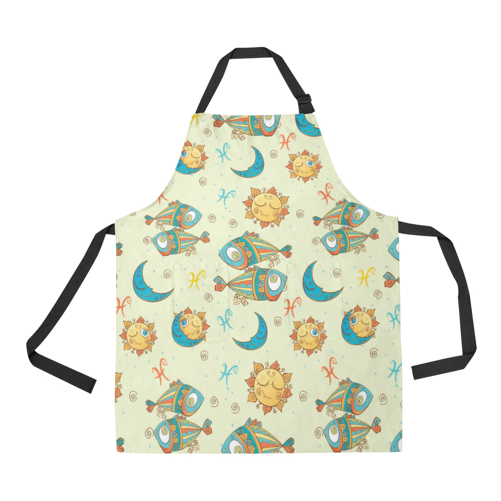 Pisces Pattern Print Design A03 Apron with Pocket