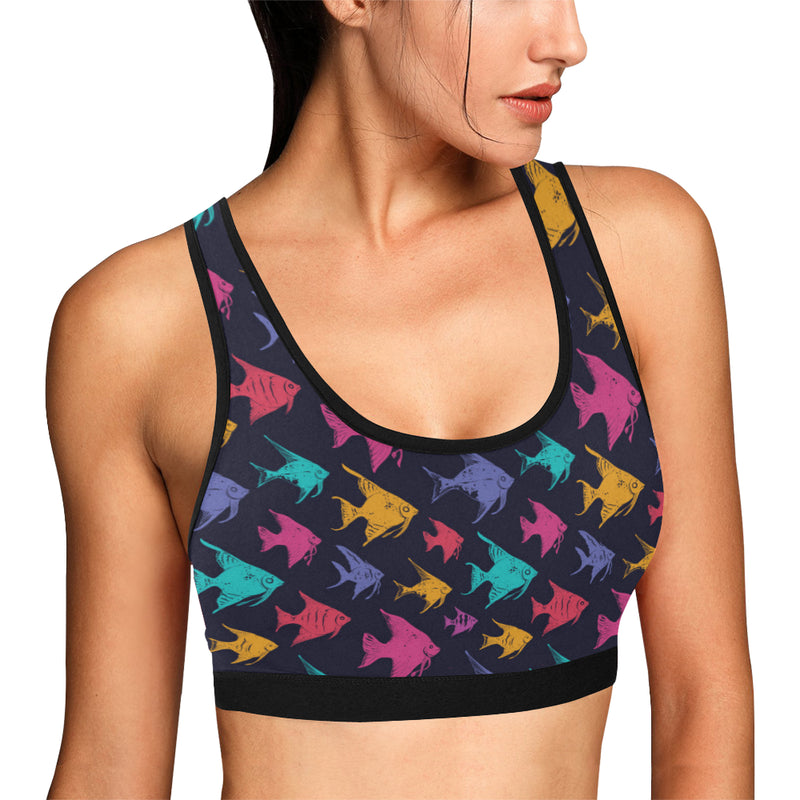 Angelfish Colorful Pattern Print Design 03 Sports Bra