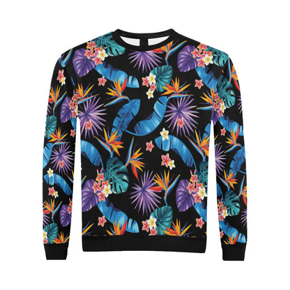 Tropical Flower Pattern Print Design TF018 Men Long Sleeve Sweatshirt