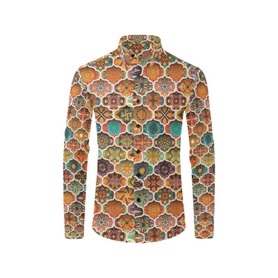 Mandala Mosaic Themed Design Print Men's Long Sleeve Shirt