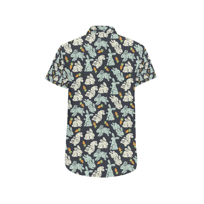 Bunny Pattern Print Design 04 Men's Short Sleeve Button Up Shirt