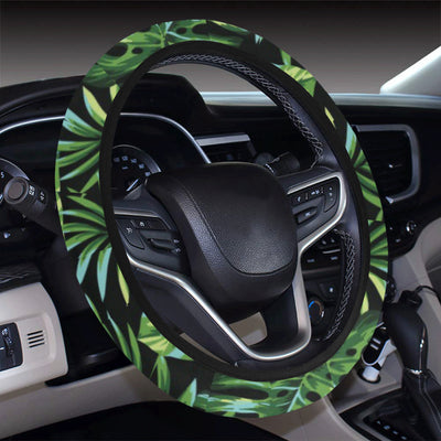 Palm Leaves Pattern Print Design PL013 Steering Wheel Cover with Elastic Edge