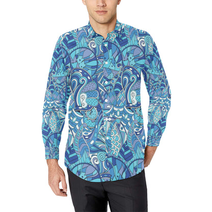 Funky Retro Pattern Print Design A02 Men's Long Sleeve Shirt