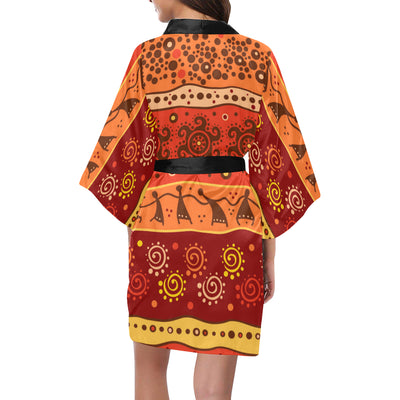 African Pattern Print Design 04 Women's Short Kimono