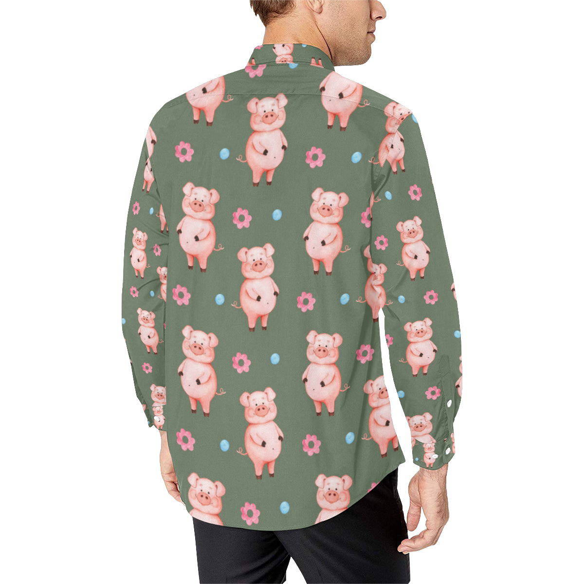 Pig Pattern Print Design 03 Men's Long Sleeve Shirt