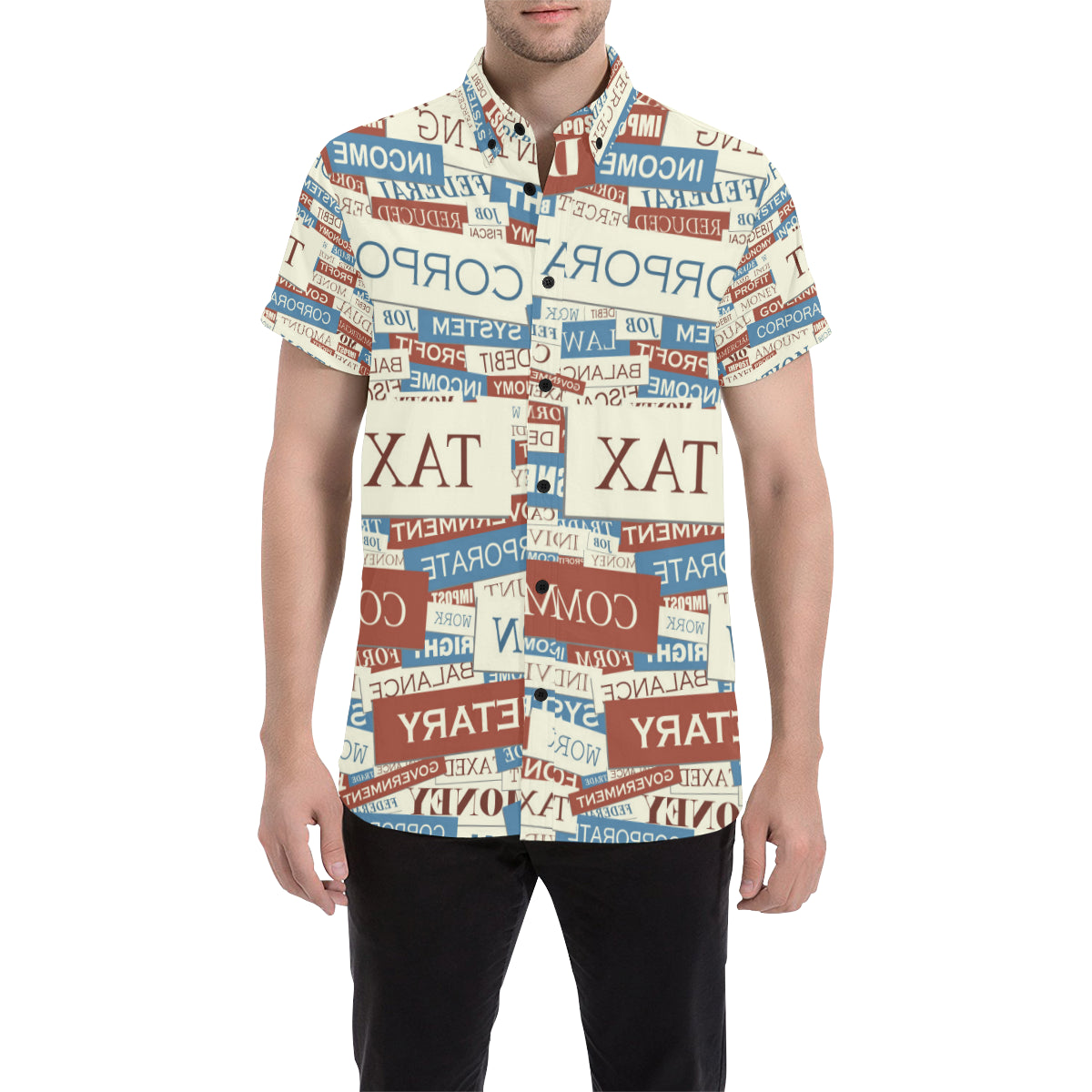 Accounting Financial Pattern Print Design 01 Men's Short Sleeve Button Up Shirt