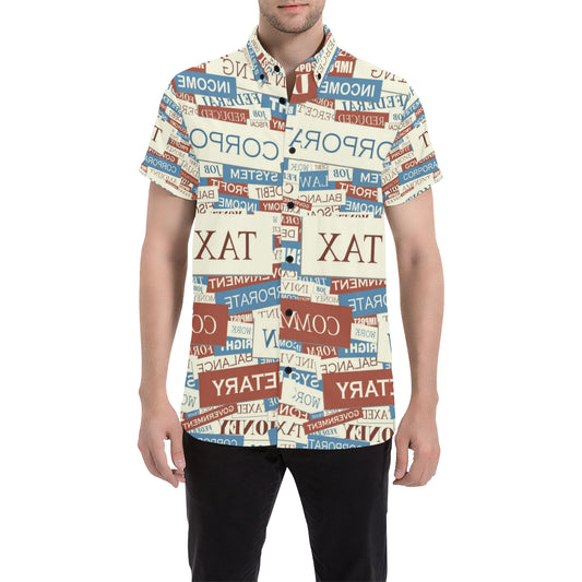 Accounting Financial Pattern Print Design 01 Men's Short Sleeve Button Up Shirt