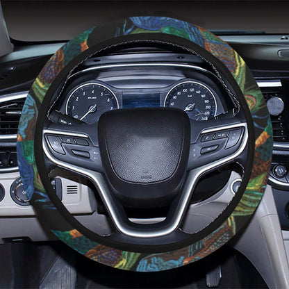 Peacock Pattern Print Design A04 Steering Wheel Cover with Elastic Edge