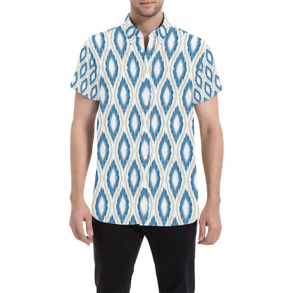Ikat Pattern Print Design 02 Men's Short Sleeve Button Up Shirt