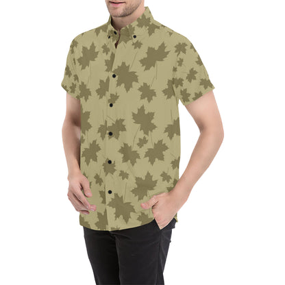 Maple Leaf Pattern Print Design 01 Men's Short Sleeve Button Up Shirt
