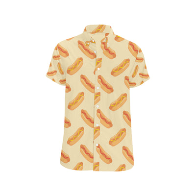 Hot Dog Pattern Print Design 05 Men's Short Sleeve Button Up Shirt