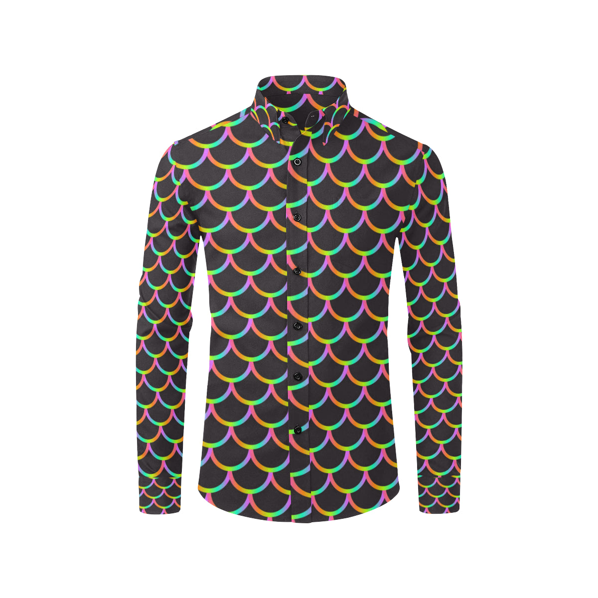 Mermaid Tail Rainbow Design Print Men's Long Sleeve Shirt