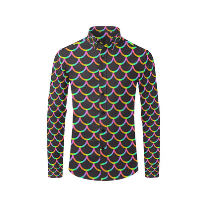 Mermaid Tail Rainbow Design Print Men's Long Sleeve Shirt