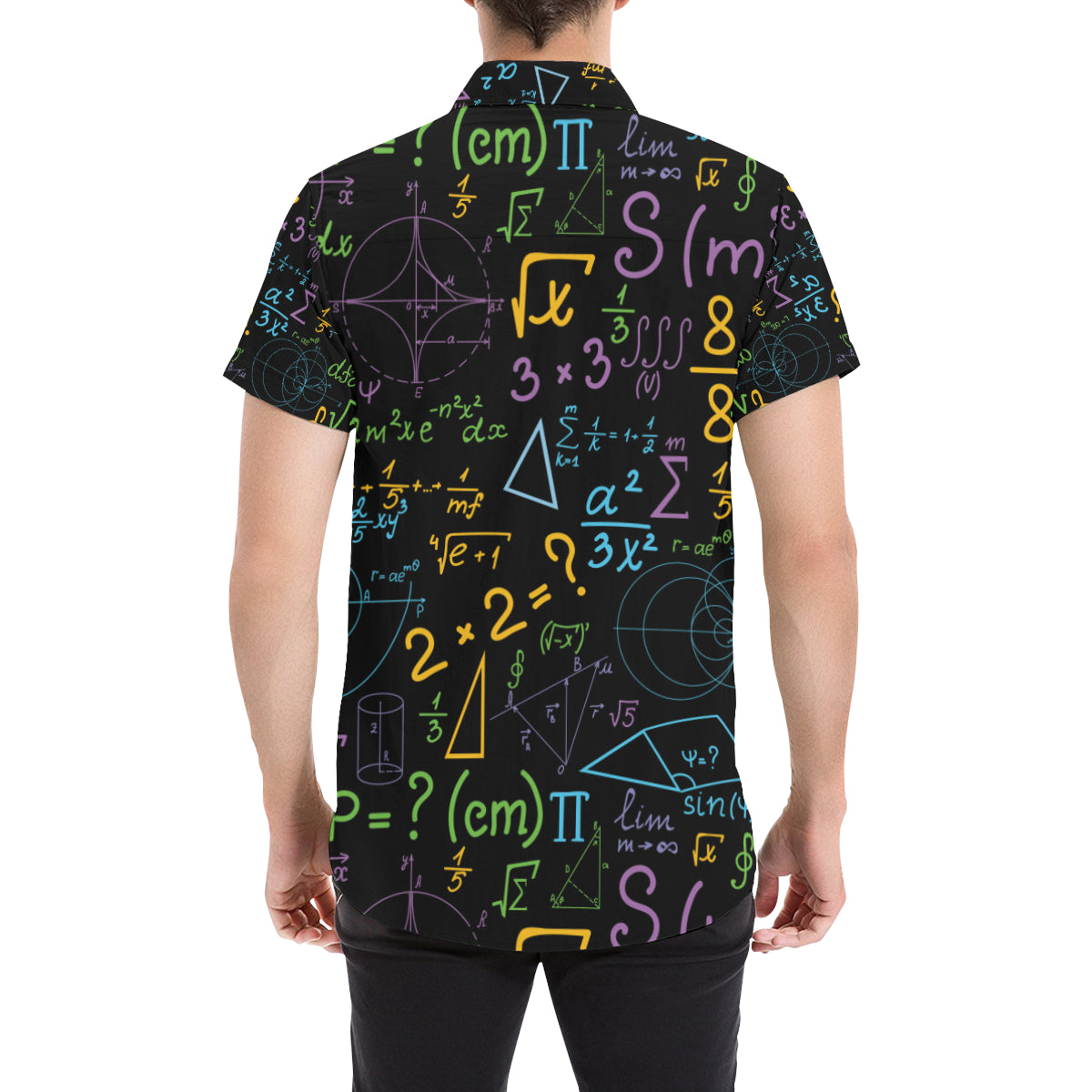 Math Pattern Print Design 03 Men's Short Sleeve Button Up Shirt