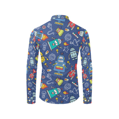 Robot Pattern Print Design A03 Men's Long Sleeve Shirt