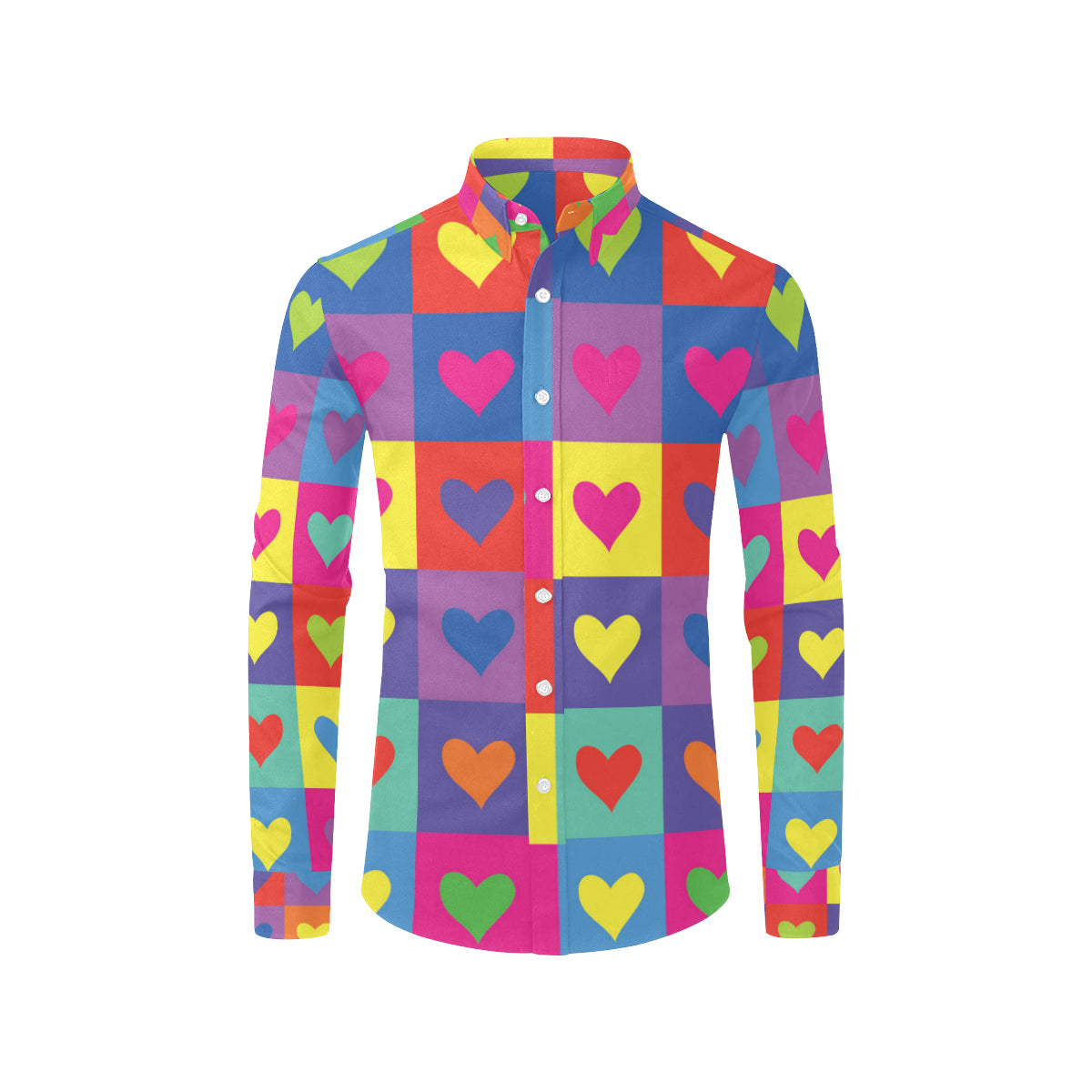 Pop Art Heart Pattern Print Design A01 Men's Long Sleeve Shirt