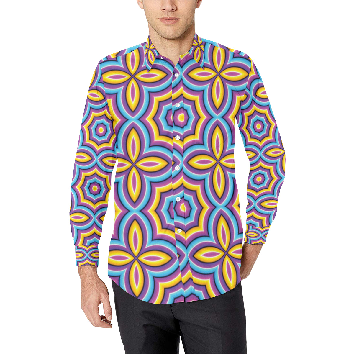 Optical illusion Pattern Print Design A03 Men's Long Sleeve Shirt
