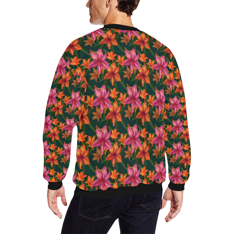 Amaryllis Pattern Print Design AL01 Men Long Sleeve Sweatshirt