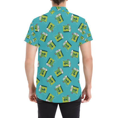 Bible Pattern Print Design 01 Men's Short Sleeve Button Up Shirt