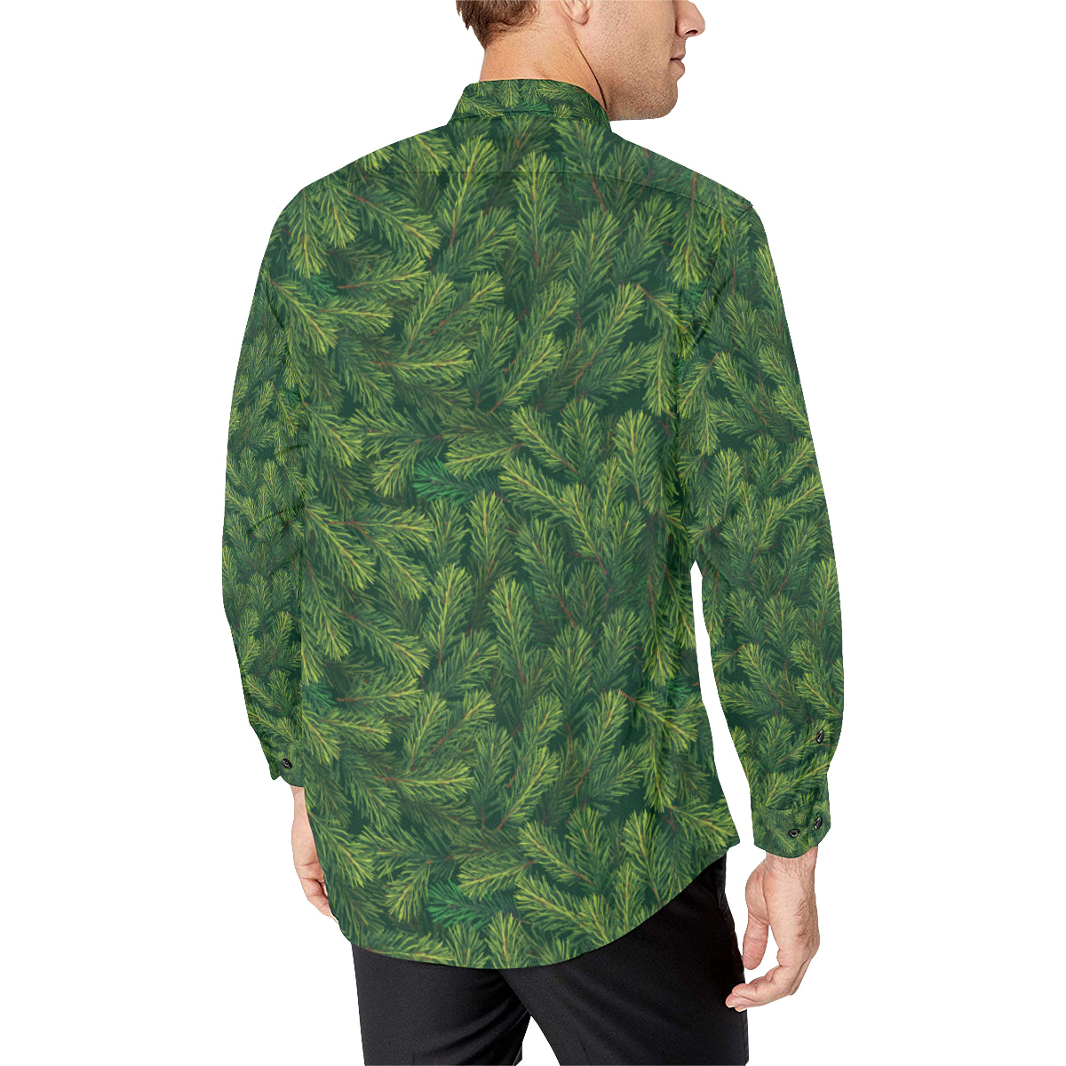Christmas Tree Pattern Print Design 02 Men's Long Sleeve Shirt