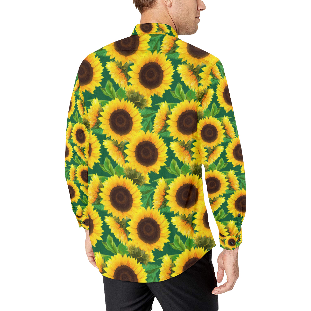 Sunflower Pattern Print Design SF02 Men's Long Sleeve Shirt