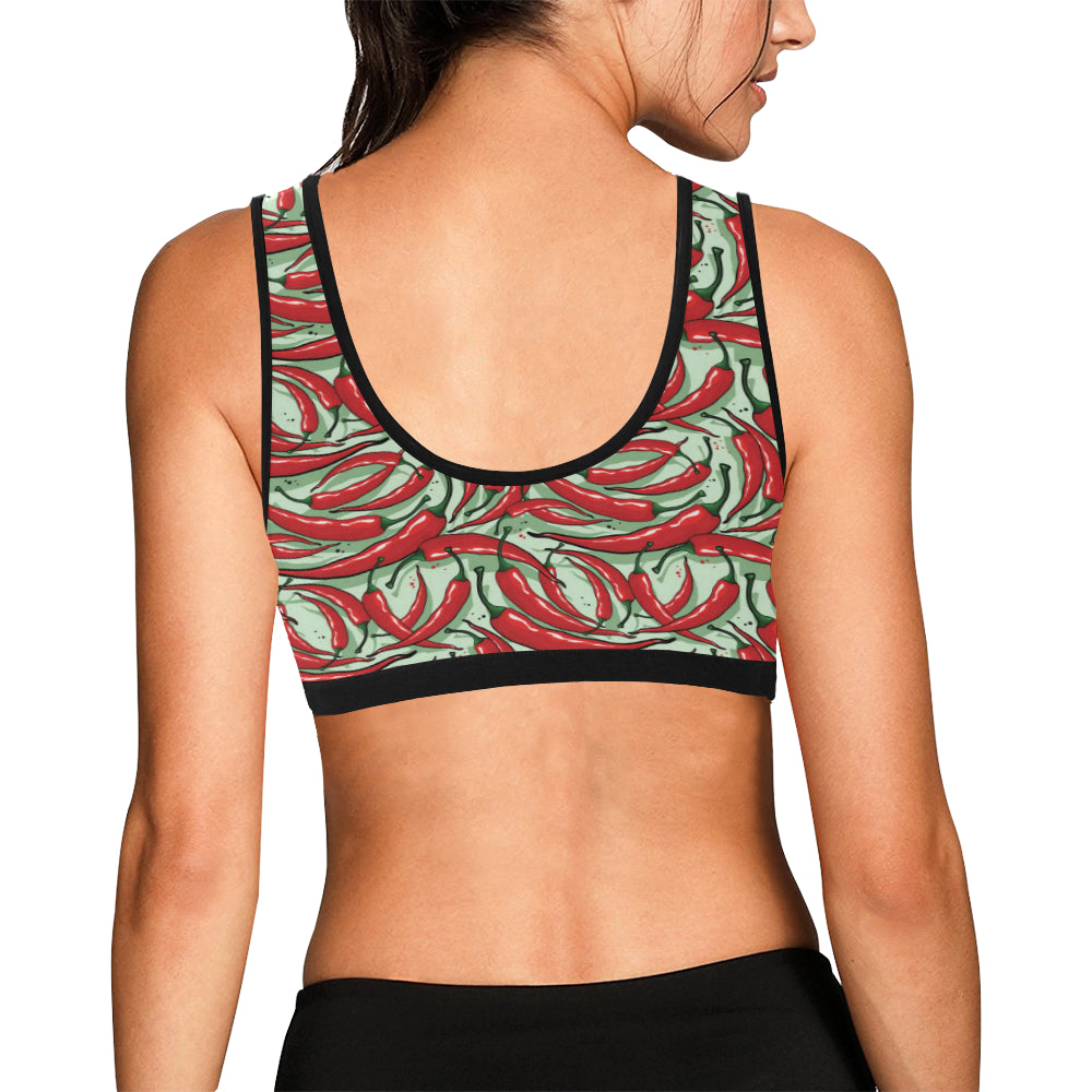 Chilli Pepper Pattern Print Design 04 Sports Bra