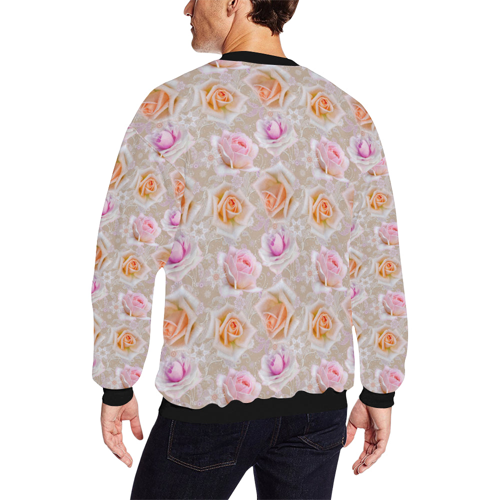 Rose Pattern Print Design RO011 Men Long Sleeve Sweatshirt